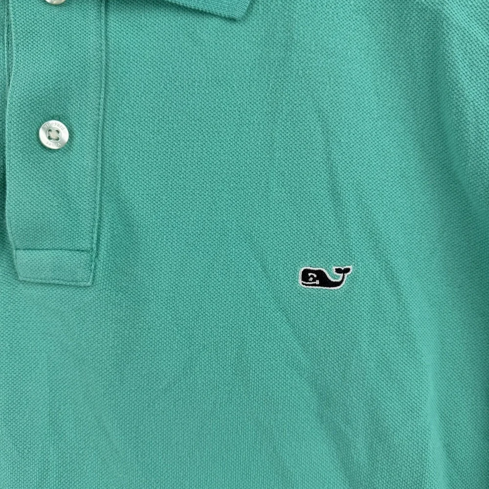 Vineyard Vines Polo Shirt Mens Large‎ Green Cotton Pique Whale Logo Casual Knit